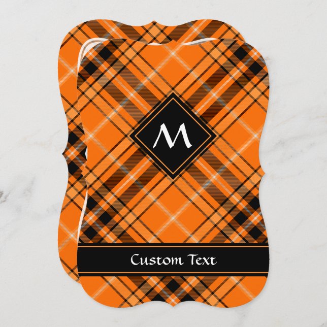 Halloween Orange Tartan Invitation (Front/Back)