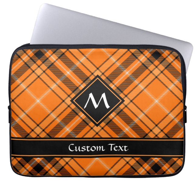 Halloween Orange Tartan Laptop Sleeve (Front)