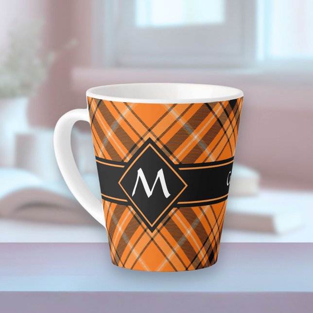 Halloween Orange Tartan Latte Mug (Creator Uploaded)
