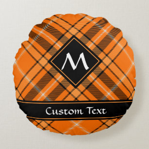 Halloween Orange Tartan Round Cushion