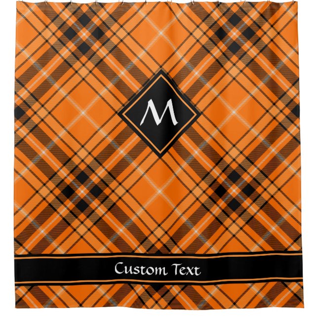 Halloween Orange Tartan Shower Curtain (Front)