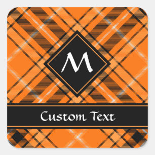 Halloween Orange Tartan Square Sticker