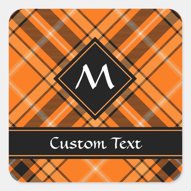 Halloween Orange Tartan Square Sticker (Front)