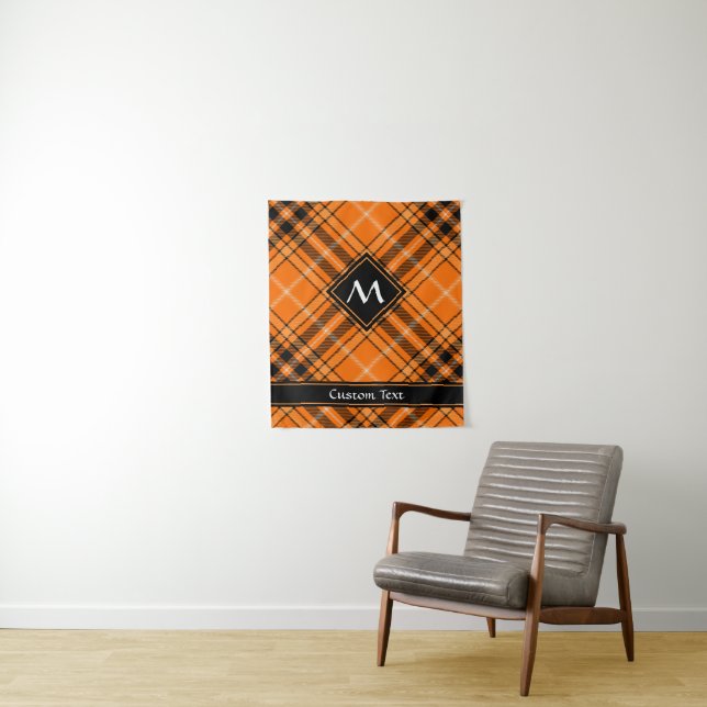 Halloween Orange Tartan Tapestry (In Situ)