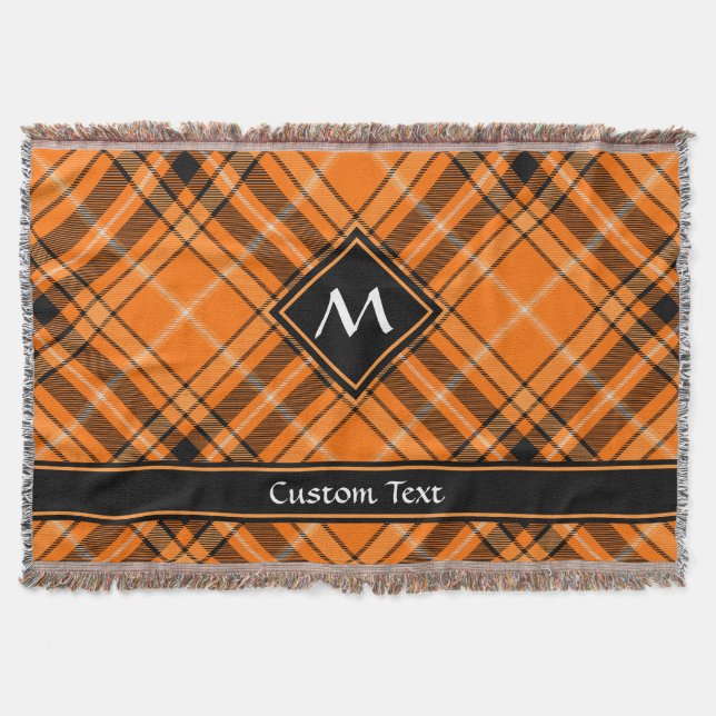 Halloween Orange Tartan Throw Blanket (Front)