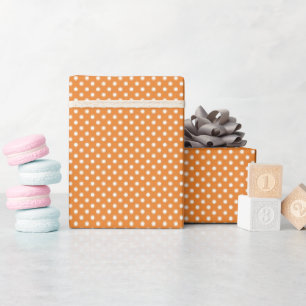 Halloween Orange Tiny White Polka Dot Wrapping Paper
