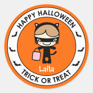Halloween Orange Treat Bag Sticker Label