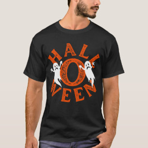 Halloween Orange Typography Ghosts T-Shirt