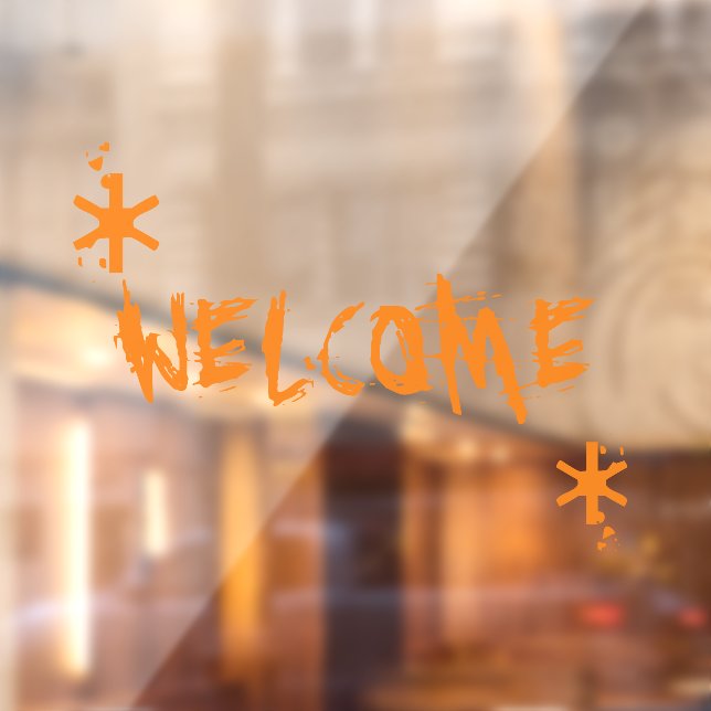 Halloween orange welcome custom text scary   window cling (Sheet 2)
