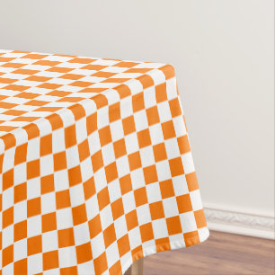 Halloween Orange White Chequered Party Home Decor Tablecloth