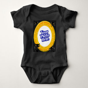 Halloween Orange Yellow Swirl With Your Photo Cats Baby Bodysuit