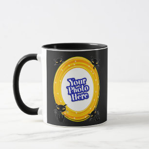 Halloween Orange Yellow Swirl With Your Photo Cats Mug