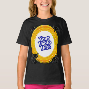 Halloween Orange Yellow Swirl With Your Photo Cats T-Shirt