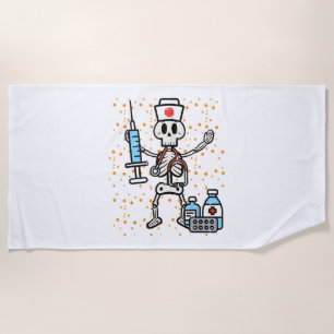 Halloween Orthopaedic Nurse Skeleton Scrub Top Beach Towel
