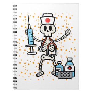 Halloween Orthopaedic Nurse Skeleton Scrub Top Notebook
