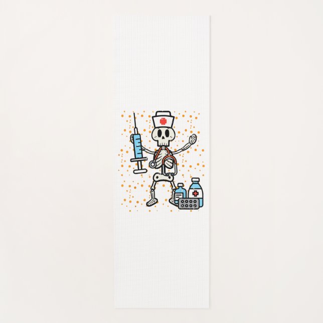 Halloween Orthopaedic Nurse Skeleton Scrub Top Yoga Mat (Front)