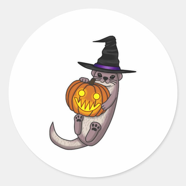 Halloween Otter Classic Round Sticker (Front)