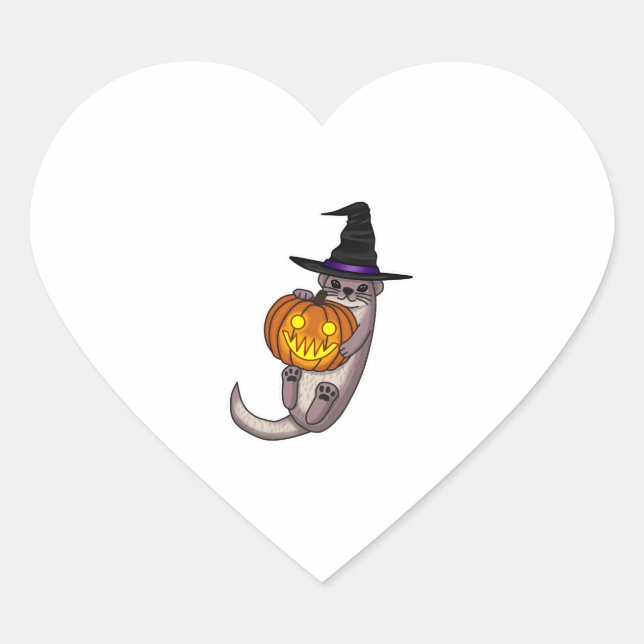 Halloween Otter Heart Sticker (Front)