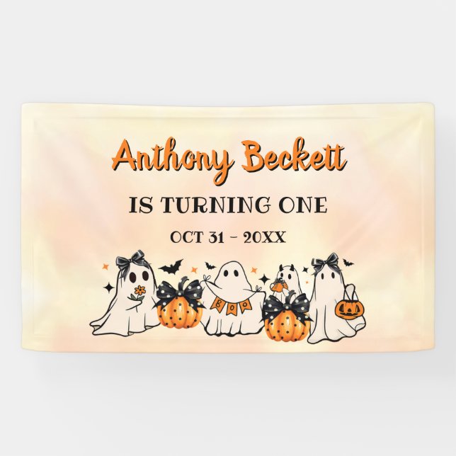 Halloween Our Little Boo 1st Birthday Party Banner (Horizontal)