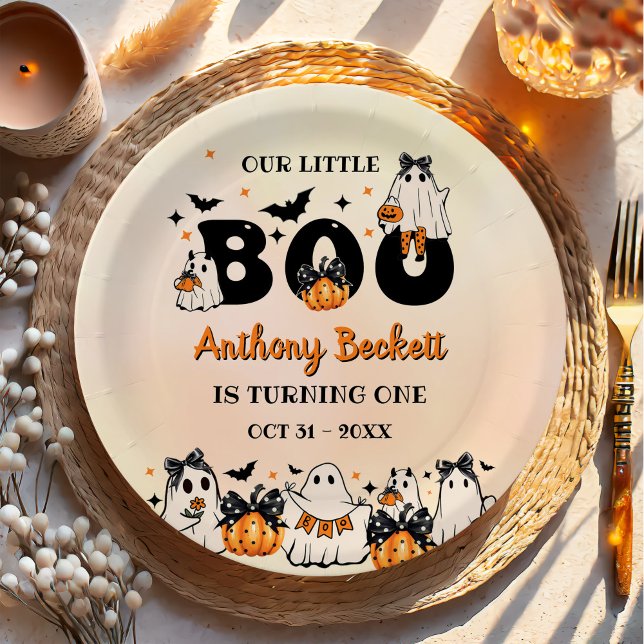 Halloween Our Little Boo 1st Birthday Party Paper Plate (Creator Uploaded)