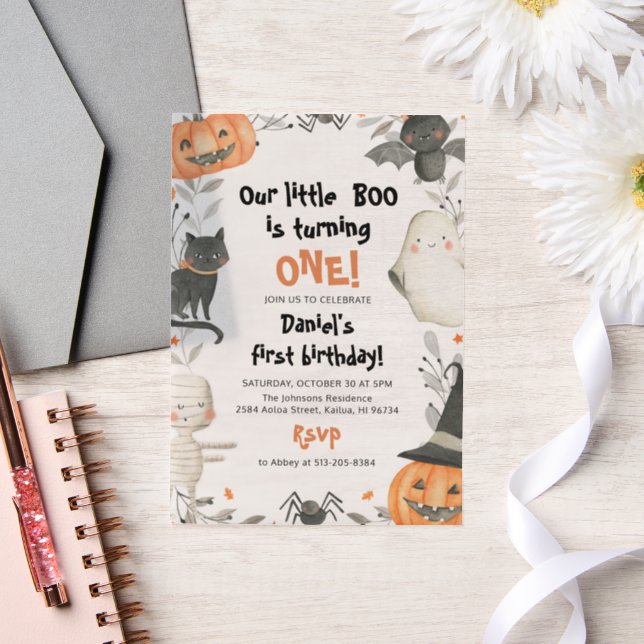 Halloween Our Little Boo 1st Birthday Party Vellum Invitations (Wedding)