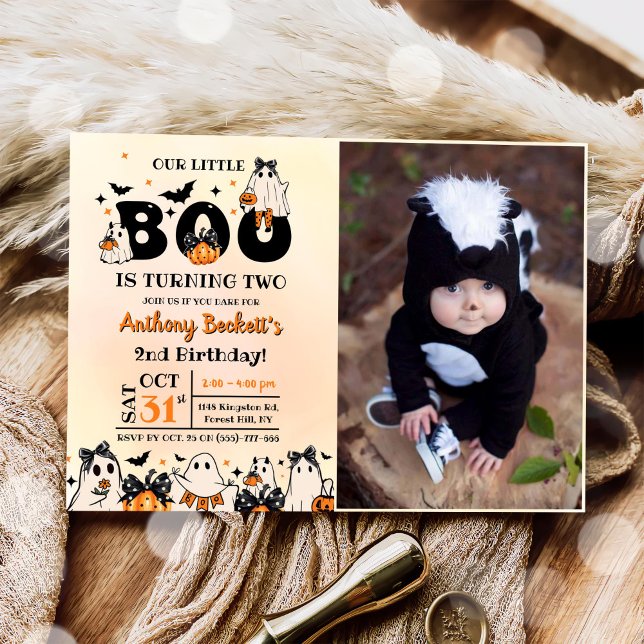 Halloween Our Little Boo 2nd Birthday Party Invitation (Creator Uploaded)