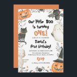 Halloween Our Little Boo Birthday Party Invitation<br><div class="desc">Our Little Boo Birthday Party Invitation Editable Halloween 1st Birthday Invitation Fall Pumpkin Ghost Spooky Cute Halloween Birthday Invite</div>
