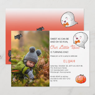 Halloween Our Little Boo Ghost Boy 1st Birthday Invitation