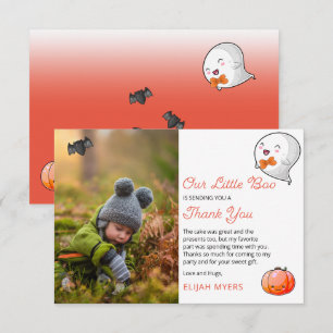 Halloween Our Little Boo Ghost Boy 1st Birthday  Thank You Card