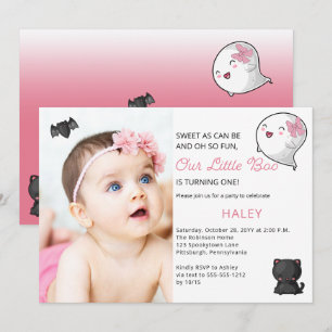Halloween Our Little Boo Ghost Girl 1st Birthday Invitation