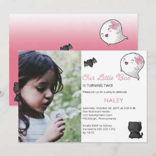 Halloween Our Little Boo Ghost Girl 2nd Birthday Invitation