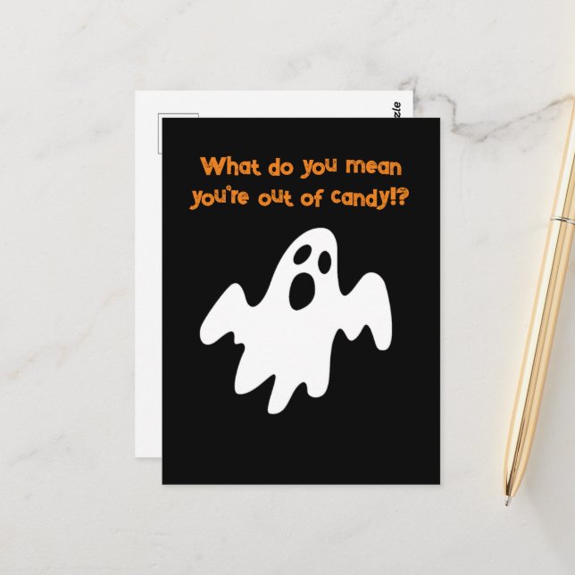 Halloween Out of Candy Funny Ghost Postcard (Front/Back In Situ)