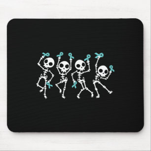 Halloween Ovarian Cancer Awareness Skeleton Women Mouse Mat