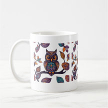 Halloween Owl Alebrije and Leaves