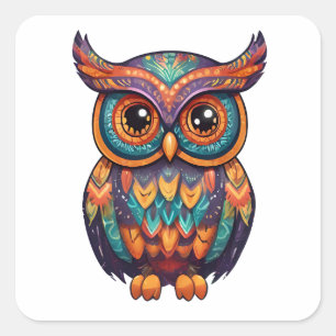 Halloween Owl Alebrije Square Sticker