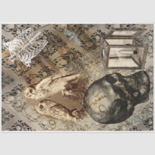 Halloween Owl and Skull Vintage Pattern Tissue Paper