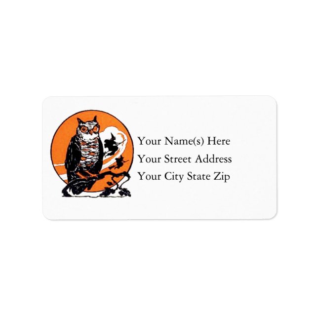Halloween Owl and Witches Address Label (Front)