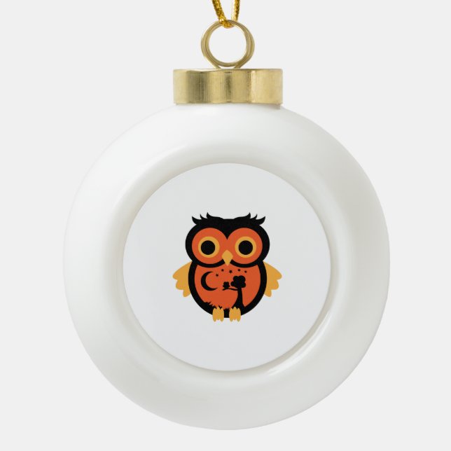 Halloween Owl   Ceramic Ball Christmas Ornament (Front)