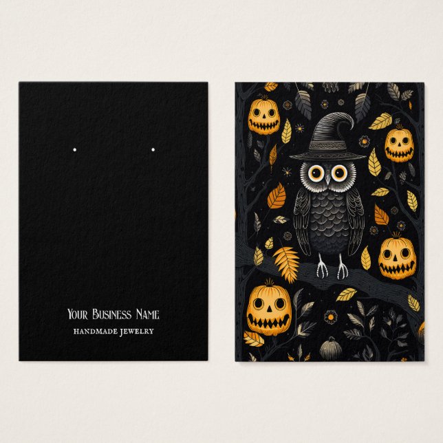 Halloween Owl Earring Display Card (Front & Back)