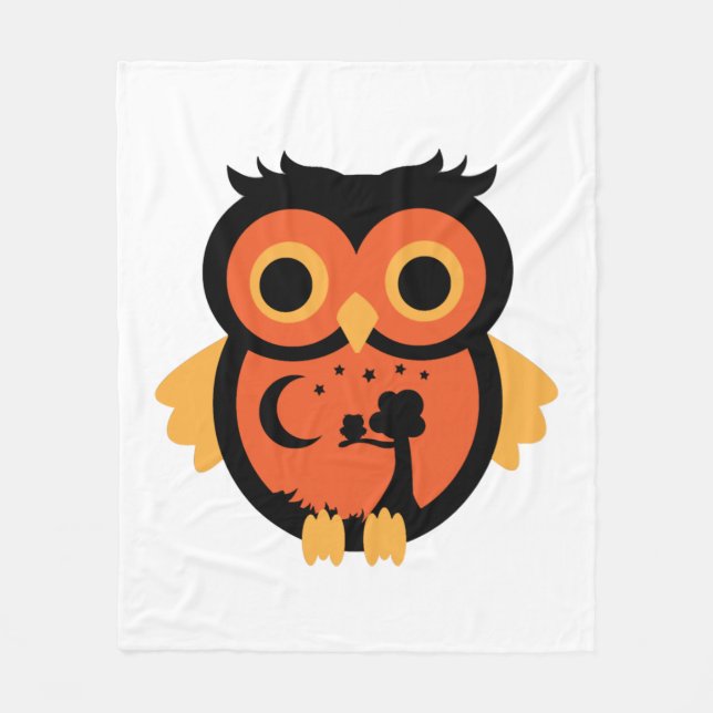 Halloween Owl Fleece Blanket (Front)