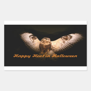 Halloween Owl In Flight Rectangular Sticker
