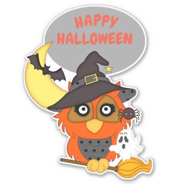 Halloween Owl on Broom (Front)