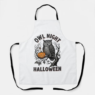 Halloween Owl Shirt Vintage Spooky Bird Party Desi Apron