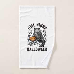 Halloween Owl Shirt Vintage Spooky Bird Party Desi Hand Towel