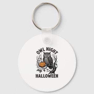 Halloween Owl Shirt Vintage Spooky Bird Party Desi Key Ring