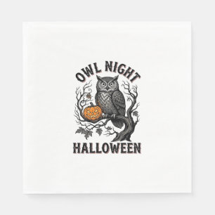 Halloween Owl Shirt Vintage Spooky Bird Party Desi Napkin