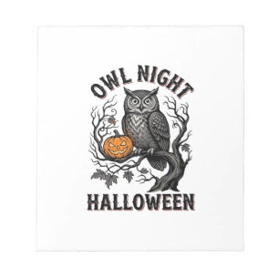 Halloween Owl Shirt Vintage Spooky Bird Party Desi Notepad