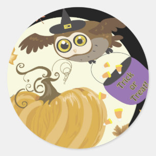 Halloween Owl Trick or Treat Stickers
