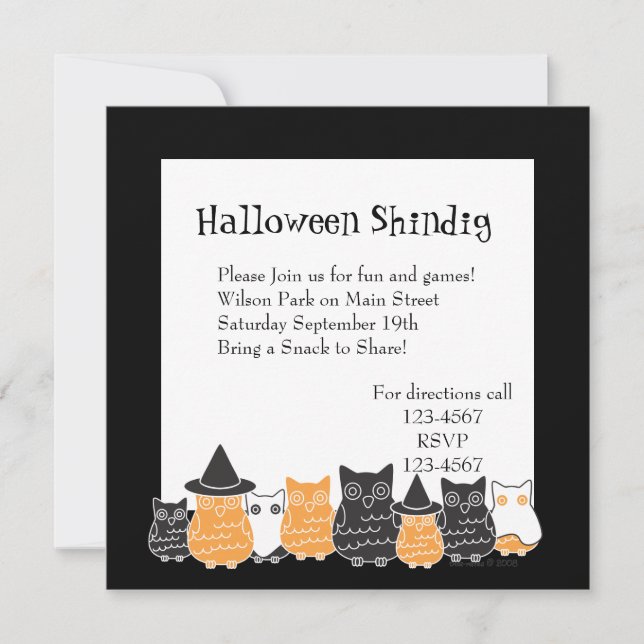 Halloween Owls Invitation (Front)