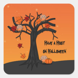 Halloween Owls Square Sticker